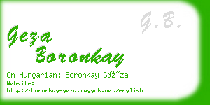 geza boronkay business card